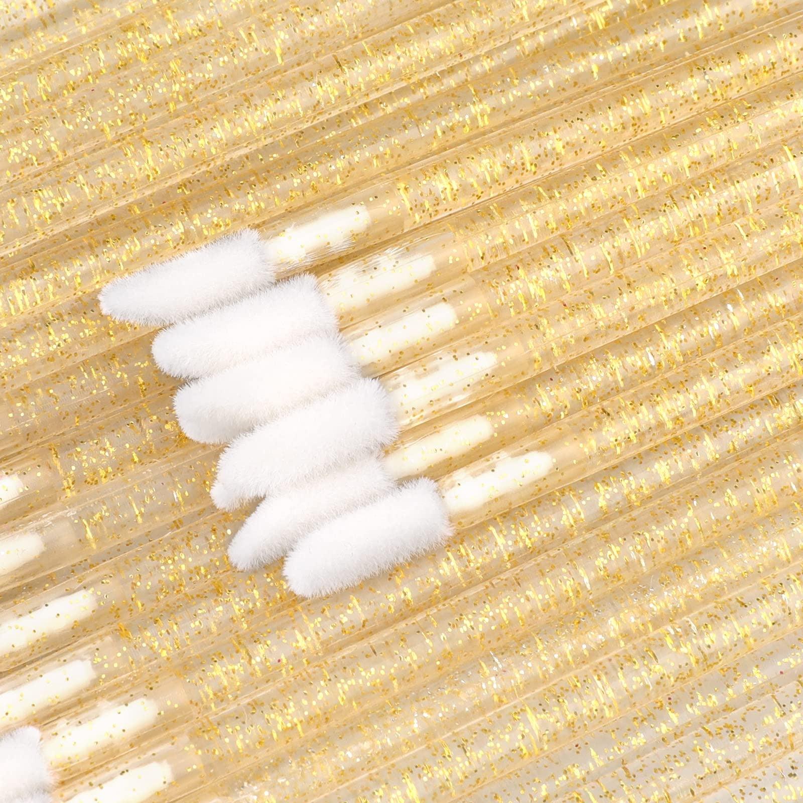 Set aplicatoare solutii gene, 50 buc glitter Gold