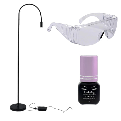 Lampa UV extensii gene + ochelari protectie + adeziv UV